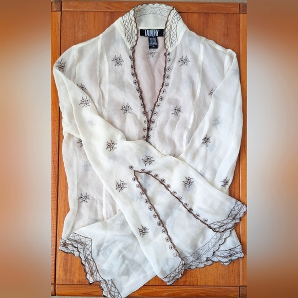 Laundry By Shelli Segal Tops - Laundry Sheer Silk Top Kimono Flare Sleeve Castlecore Victorian Renfair Folk XS